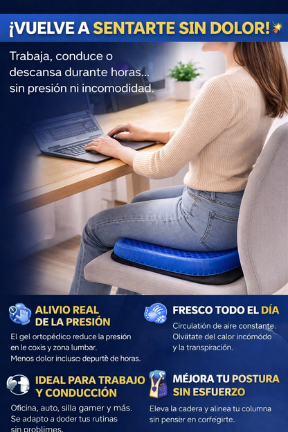 ComfortSeat™ - Cojín de Gel Ergonómico