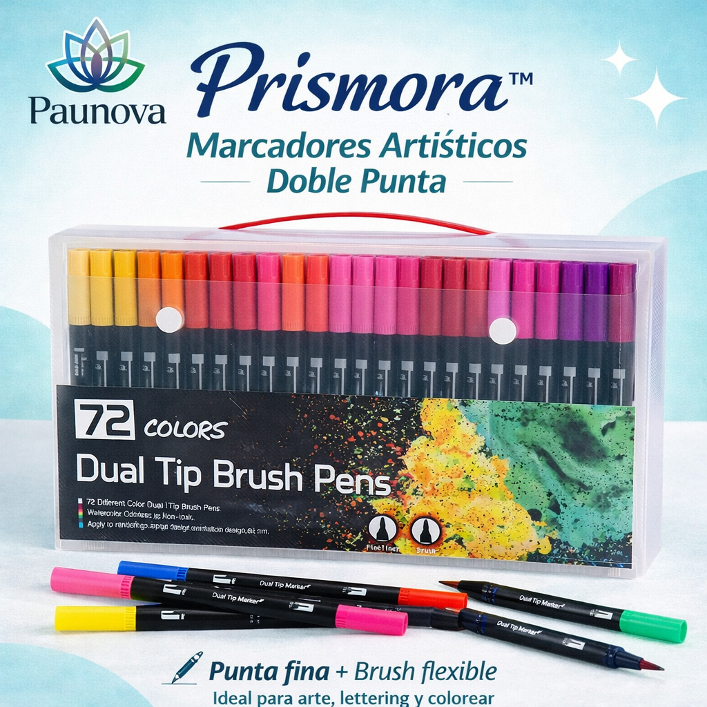 Prismora™ – Marcadores Artísticos Doble Punta 72/100 colores