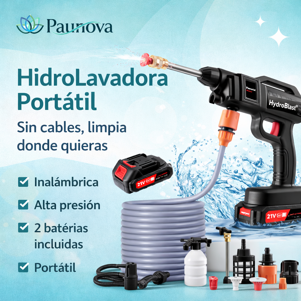 HydroBlast™ – Hidrolavadora Portátil 2 Baterías