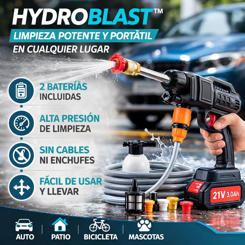 HydroBlast™ – Hidrolavadora Portátil 2 Baterías